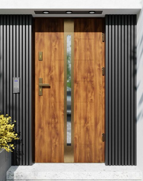 Drzwi zewnętrzne do domu z ościeżnicą aluminiową Libre 12 Gold w systemie Alu
