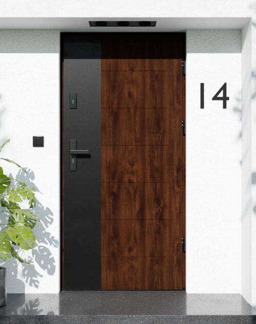 Drzwi zewnętrzne do domu z ościeżnicą aluminiową Libre 02 Noir Matt w systemie Alu