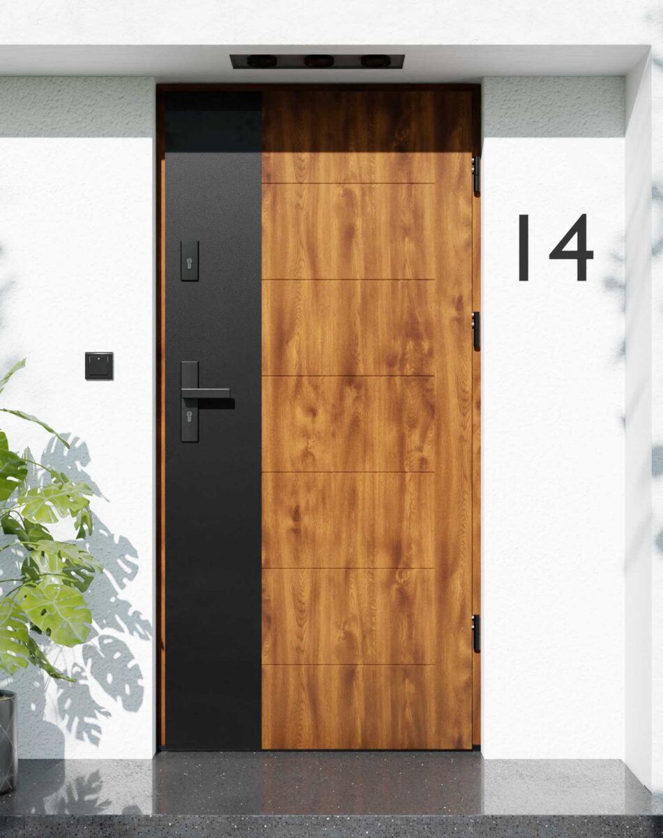 Drzwi zewnętrzne do domu z ościeżnicą aluminiową Libre 02 Noir Matt w systemie Alu