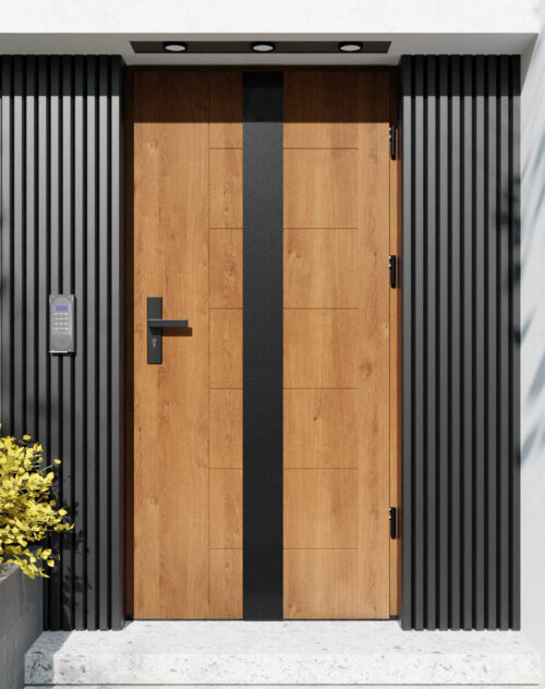 Drzwi zewnętrzne do domu z ościeżnicą aluminiową Libre 03 Noir Matt w systemie Alu extra
