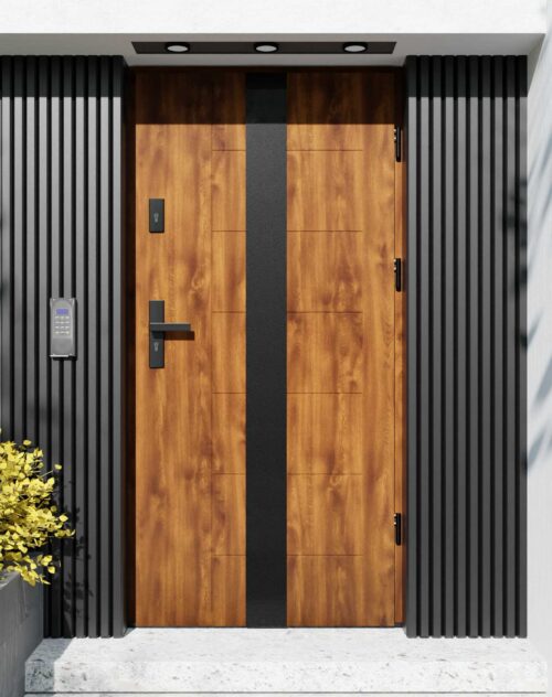 Drzwi zewnętrzne do domu z ościeżnicą aluminiową Libre 03 Noir Matt w systemie Alu extra
