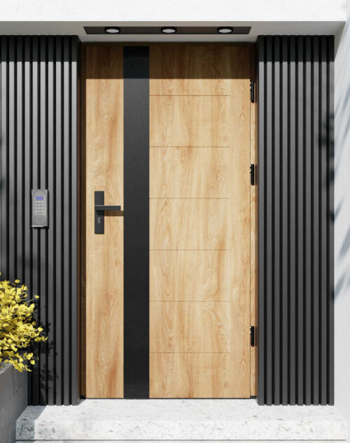 Drzwi zewnętrzne do domu z ościeżnicą aluminiową Libre 03B Noir Matt w systemie Alu extra