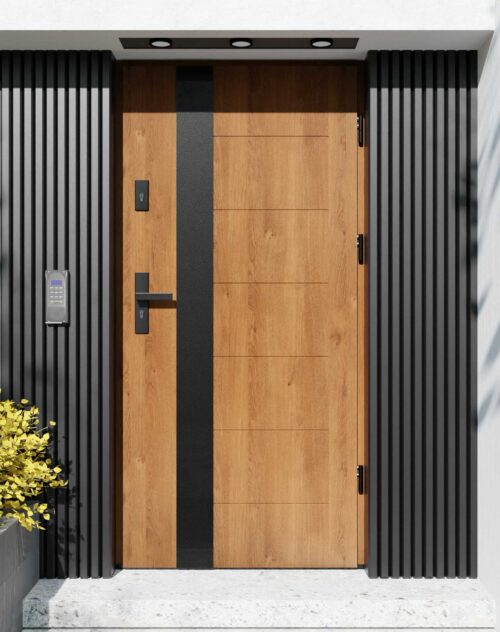 Drzwi zewnętrzne do domu z ościeżnicą aluminiową Libre 03B Noir Matt w systemie Alu