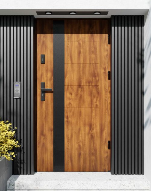 Drzwi zewnętrzne do domu z ościeżnicą aluminiową Libre 03B Noir Matt w systemie Alu