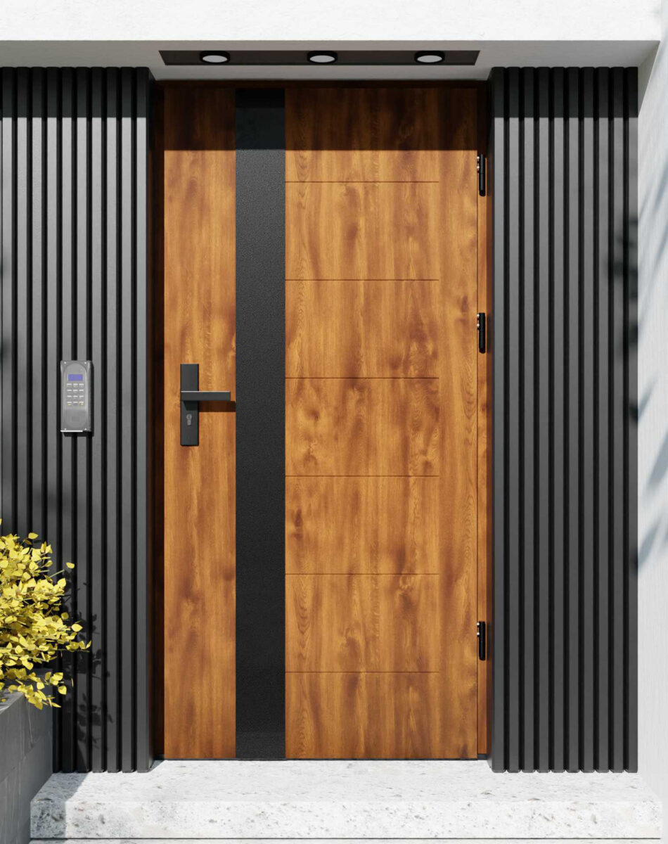 Drzwi zewnętrzne do domu z ościeżnicą aluminiową Libre 03B Noir Matt w systemie Alu extra