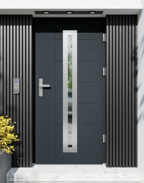 Drzwi zewnętrzne do domu z ościeżnicą aluminiową Libre 04 w systemie Alu extra