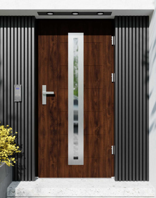 Drzwi zewnętrzne do domu z ościeżnicą aluminiową Libre 04 w systemie Alu extra