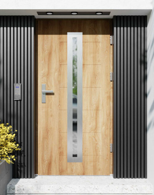 Drzwi zewnętrzne do domu z ościeżnicą aluminiową Libre 04 w systemie Alu extra