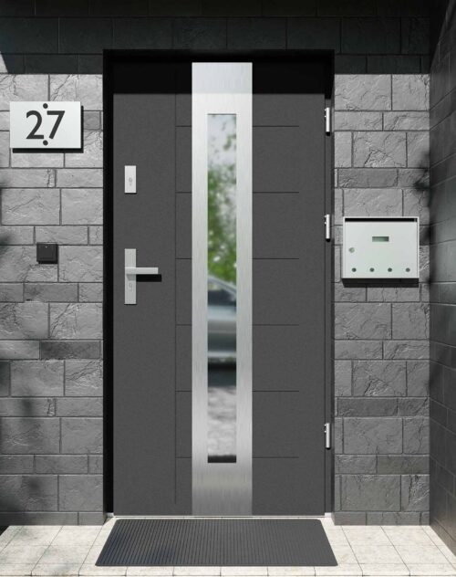 Drzwi zewnętrzne do domu z ościeżnicą aluminiową Libre 05 w systemie Alu