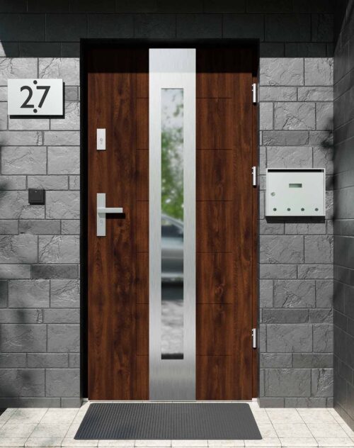 Drzwi zewnętrzne do domu z ościeżnicą aluminiową Libre 05 w systemie Alu