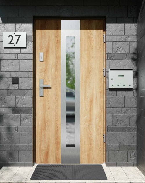 Drzwi zewnętrzne do domu z ościeżnicą aluminiową Libre 05 w systemie Alu