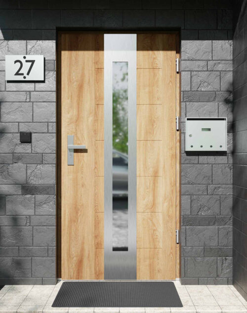 Drzwi zewnętrzne do domu z ościeżnicą aluminiową Libre 05 w systemie Alu extra