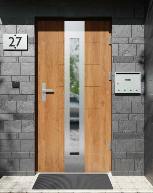Drzwi zewnętrzne do domu z ościeżnicą aluminiową Libre 05 w systemie Alu extra