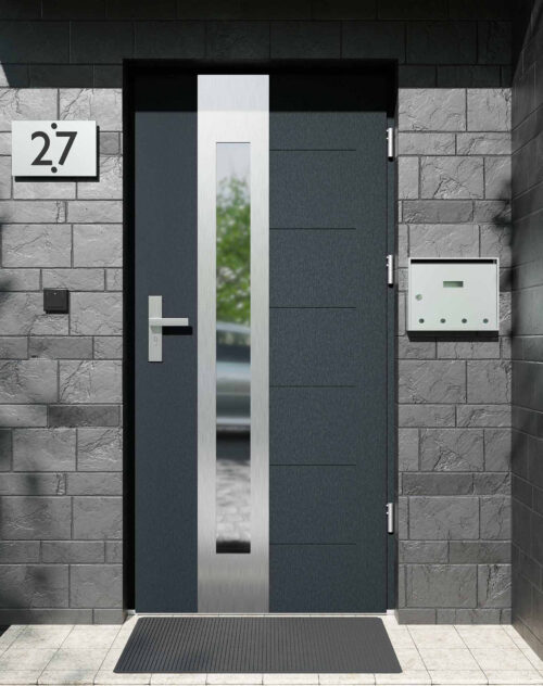 Drzwi zewnętrzne do domu z ościeżnicą aluminiową Libre 05B w systemie Alu extra RC2