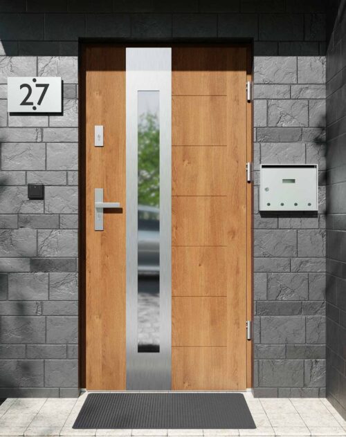 Drzwi zewnętrzne do domu z ościeżnicą aluminiową Libre 05B w systemie Alu