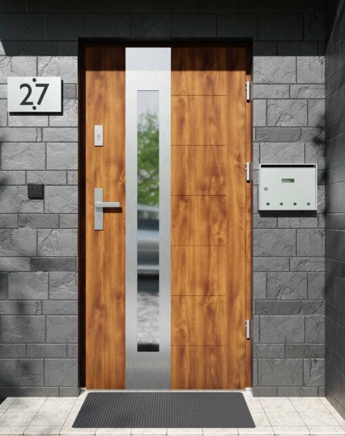 Drzwi zewnętrzne do domu z ościeżnicą aluminiową Libre 05B w systemie Alu