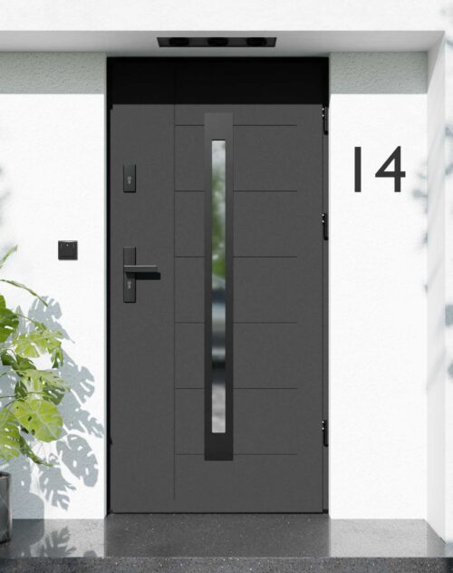 Drzwi zewnętrzne do domu z ościeżnicą aluminiową Libre 11 Noir Matt w systemie Alu