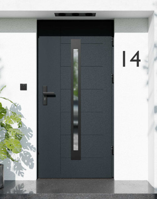 Drzwi zewnętrzne do domu z ościeżnicą aluminiową Libre 11 Noir Matt w systemie Alu extra
