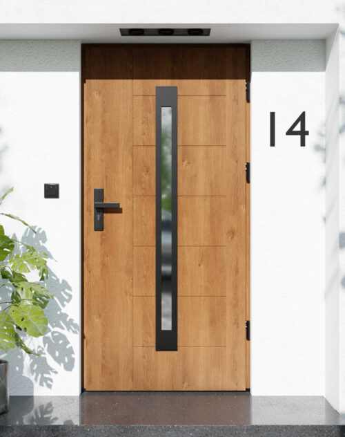 Drzwi zewnętrzne do domu z ościeżnicą aluminiową Libre 11 Noir Matt w systemie Alu extra