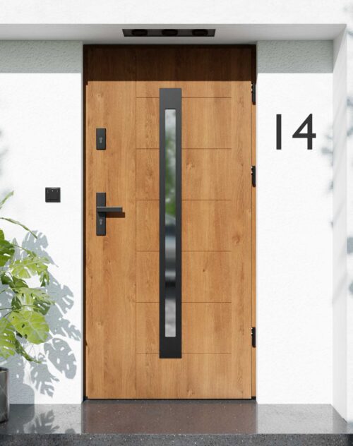 Drzwi zewnętrzne do domu z ościeżnicą aluminiową Libre 11 Noir Matt w systemie Alu