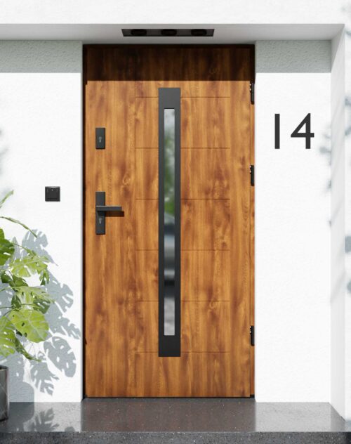Drzwi zewnętrzne do domu z ościeżnicą aluminiową Libre 11 Noir Matt w systemie Alu