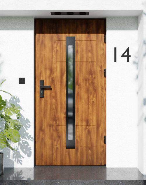 Drzwi zewnętrzne do domu z ościeżnicą drewnianą Libre 11 Noir w systemie Wood extra