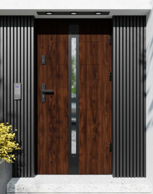 Drzwi zewnętrzne do domu z ościeżnicą aluminiową Libre 12 Noir Matt w systemie Alu