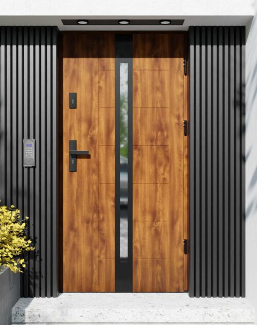 Drzwi zewnętrzne do domu z ościeżnicą aluminiową Libre 12 Noir Matt w systemie Alu