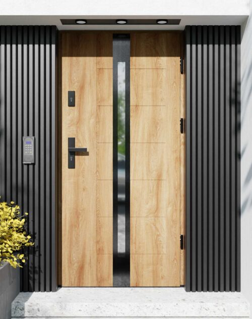 Drzwi zewnętrzne do domu z ościeżnicą aluminiową Libre 12 Noir w systemie Alu