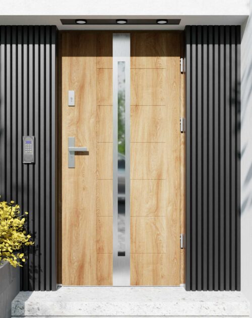 Drzwi zewnętrzne do domu z ościeżnicą aluminiową Libre 12 w systemie Alu