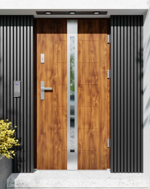 Drzwi zewnętrzne do domu z ościeżnicą aluminiową Libre 12 w systemie Alu