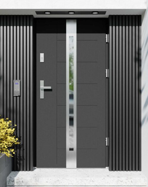 Drzwi zewnętrzne do domu z ościeżnicą aluminiową Libre 12 w systemie Alu