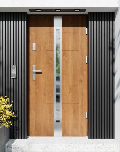 Drzwi zewnętrzne do domu z ościeżnicą aluminiową Libre 12 w systemie Alu