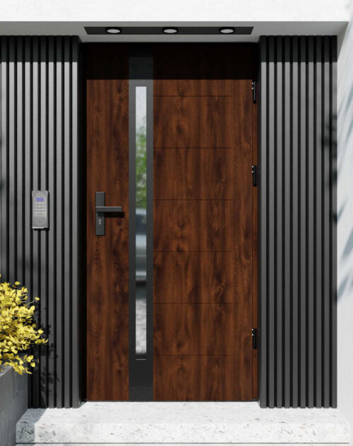 Drzwi zewnętrzne do domu z ościeżnicą aluminiową Libre 12B Noir Matt w systemie Alu extra