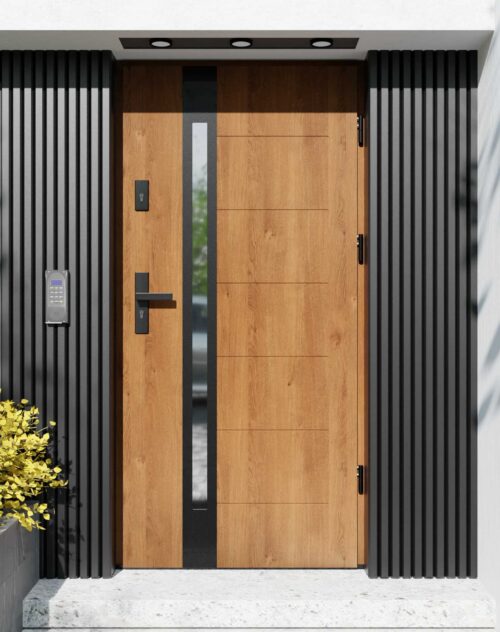 Drzwi zewnętrzne do domu z ościeżnicą aluminiową Libre 12B Noir Matt w systemie Alu