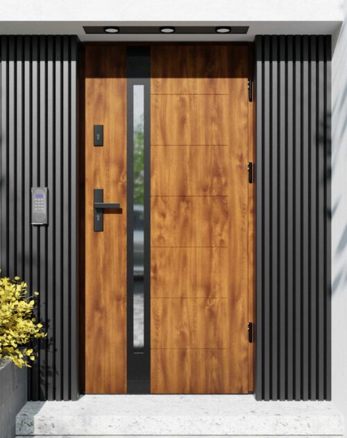 Drzwi zewnętrzne do domu z ościeżnicą aluminiową Libre 12B Noir Matt w systemie Alu
