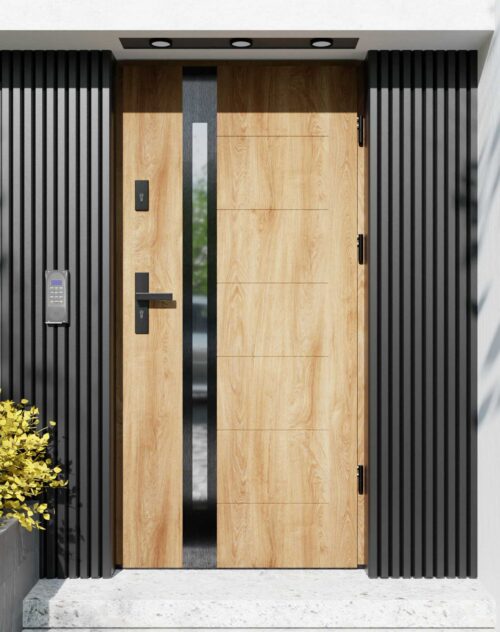 Drzwi zewnętrzne do domu z ościeżnicą aluminiową Libre 12B Noir w systemie Alu