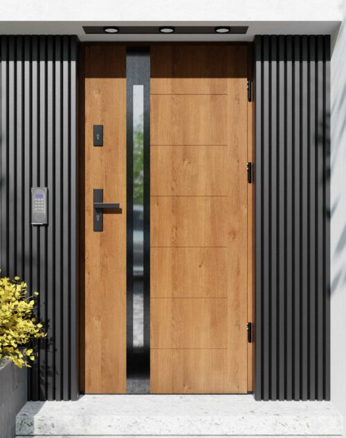 Drzwi zewnętrzne do domu z ościeżnicą aluminiową Libre 12B Noir w systemie Alu