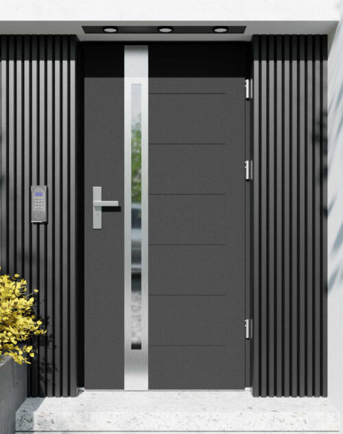 Drzwi zewnętrzne do domu z ościeżnicą drewnianą Libre 12B w systemie Wood extra