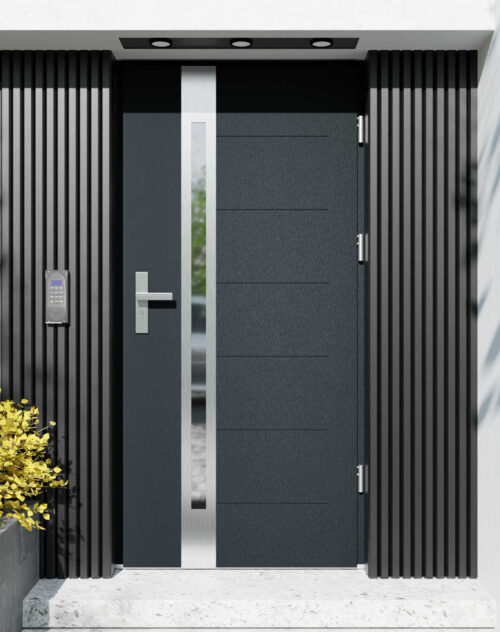 Drzwi zewnętrzne do domu z ościeżnicą drewnianą Libre 12B w systemie Wood extra