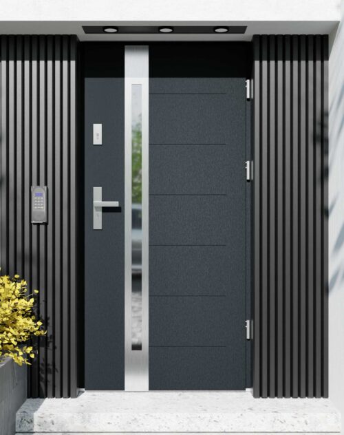 Drzwi zewnętrzne do domu z ościeżnicą aluminiową Libre 12B w systemie Alu