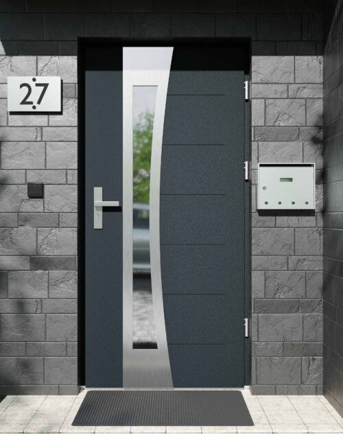 Drzwi zewnętrzne do domu z ościeżnicą aluminiową Libre 17B w systemie Alu extra