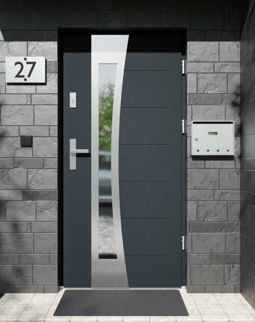 Drzwi zewnętrzne do domu z ościeżnicą aluminiową Libre 17B w systemie Alu