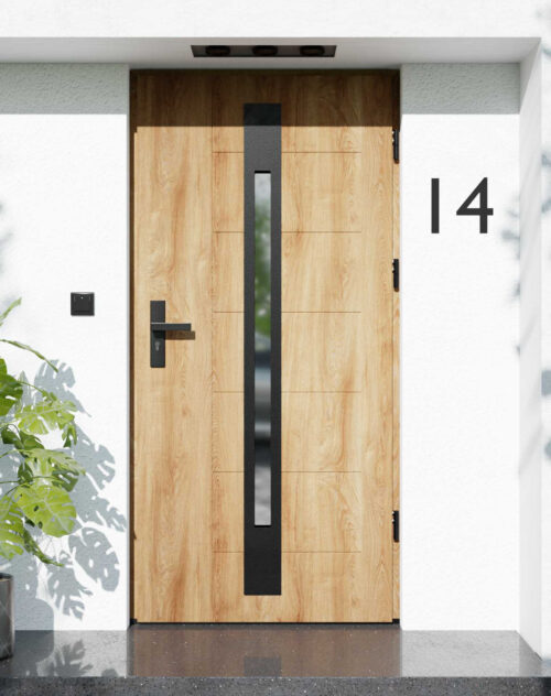Drzwi zewnętrzne do domu z ościeżnicą aluminiową Libre 31 Noir Matt w systemie Alu extra RC2