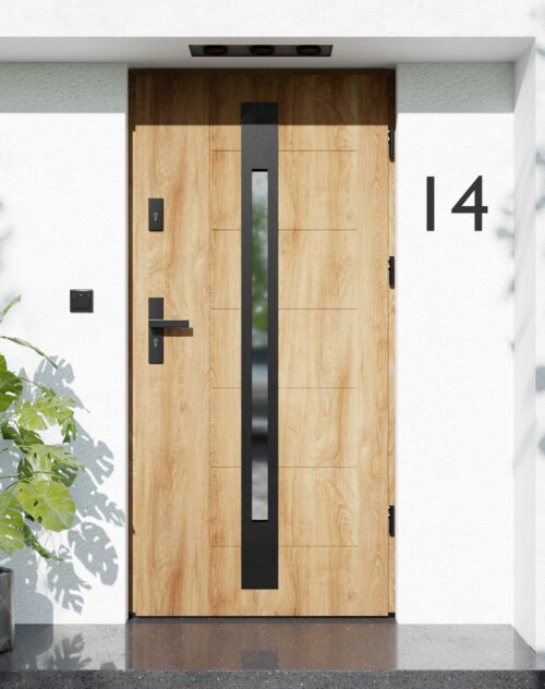 Drzwi zewnętrzne do domu z ościeżnicą aluminiową Libre 31 Noir Matt w systemie Alu