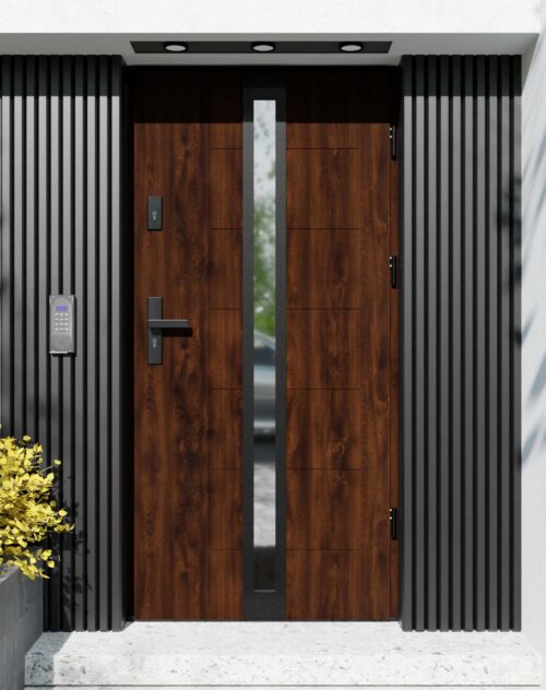 Drzwi zewnętrzne do domu z ościeżnicą aluminiową Libre 32 Noir Matt w systemie Alu