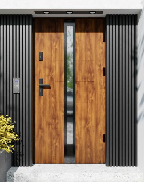 Drzwi zewnętrzne do domu z ościeżnicą aluminiową Libre 32 Noir w systemie Alu