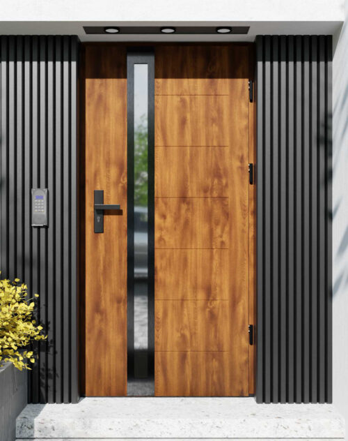 Drzwi zewnętrzne do domu z ościeżnicą aluminiową Libre 32B Noir w systemie Alu extra