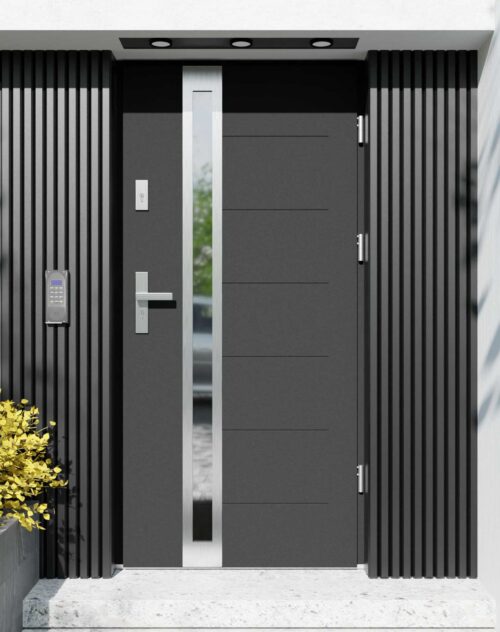 Drzwi zewnętrzne do domu z ościeżnicą aluminiową Libre 32B w systemie Alu
