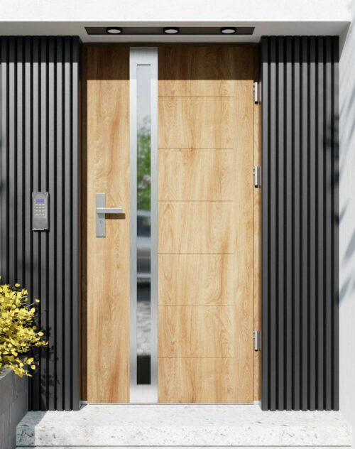 Drzwi zewnętrzne do domu z ościeżnicą aluminiową Libre 32B w systemie Alu extra
